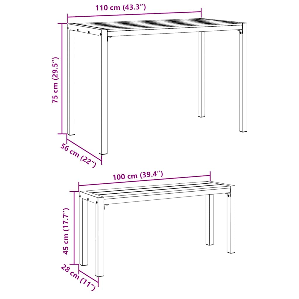 Ensemble de salle à manger pour jardin 3 pcs Anthracite Acier - XIOS