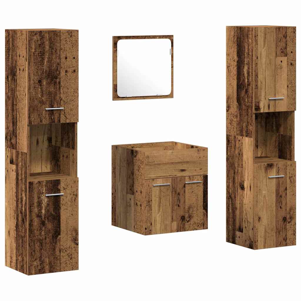 Ensemble de mobilier de salle de bain 4 pc Bois Ancien