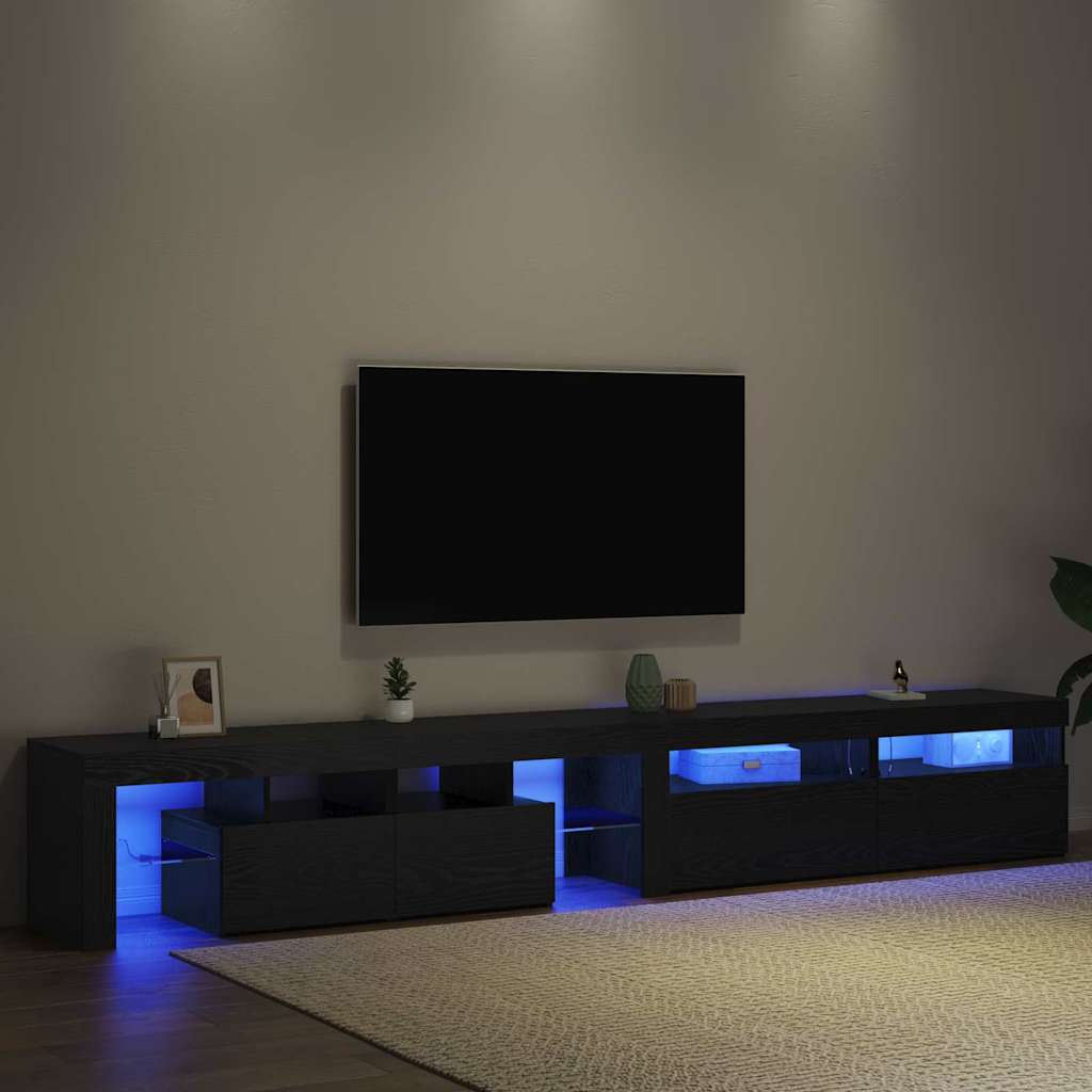 Meuble TV 3 pcs Chêne noir 260 x 37 x 40 cm Bois d'ingénierie