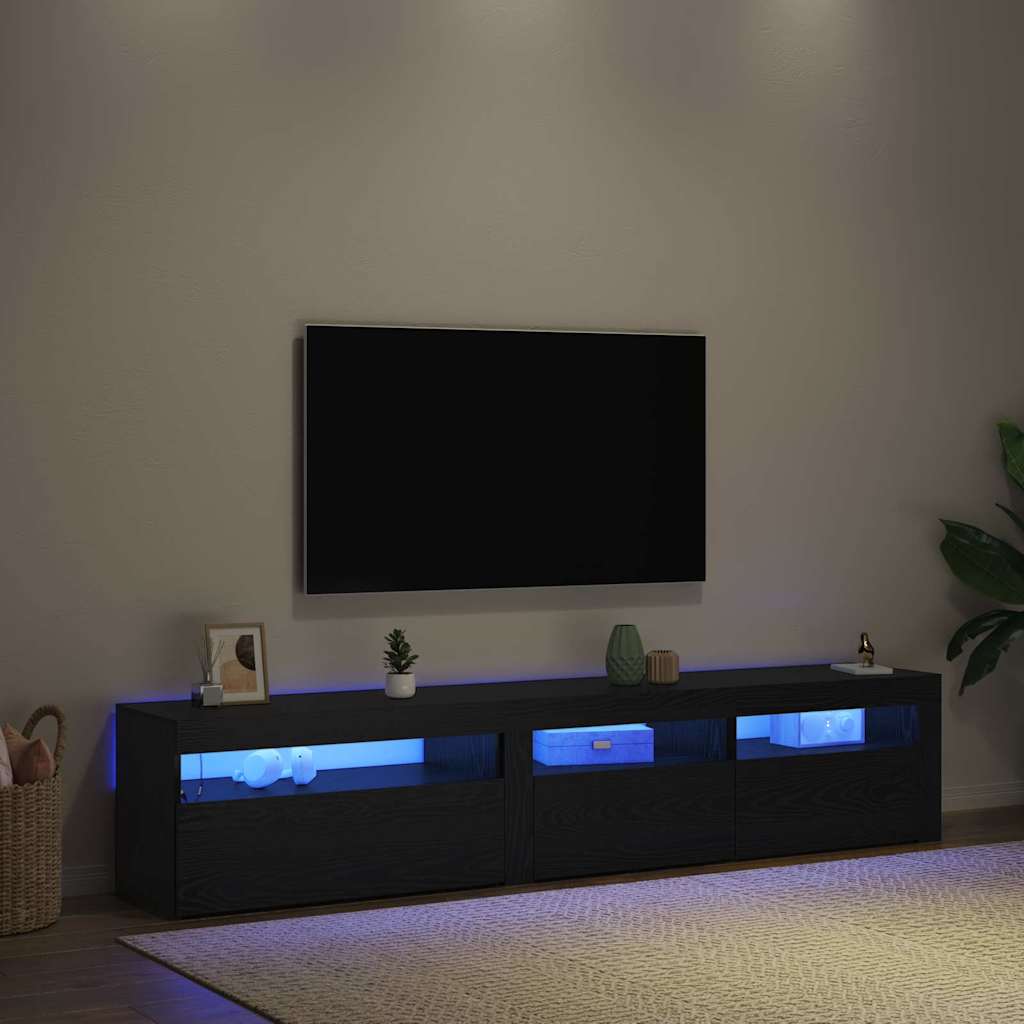 Meuble TV 2 pcs Chêne noir 195 x 35 x 40 cm Bois d'ingénierie - XIOS
