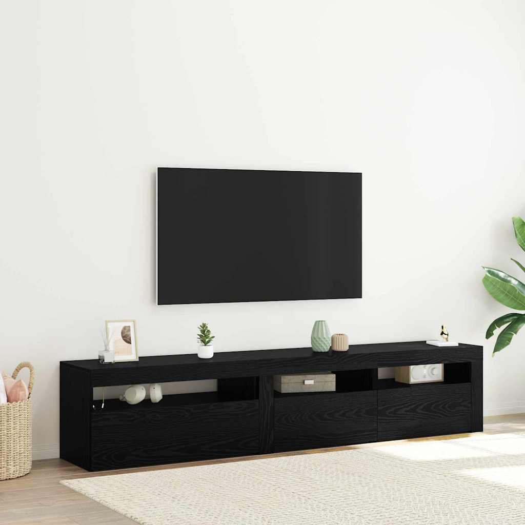 Meuble TV 2 pcs Chêne noir 195 x 35 x 40 cm Bois d'ingénierie - XIOS