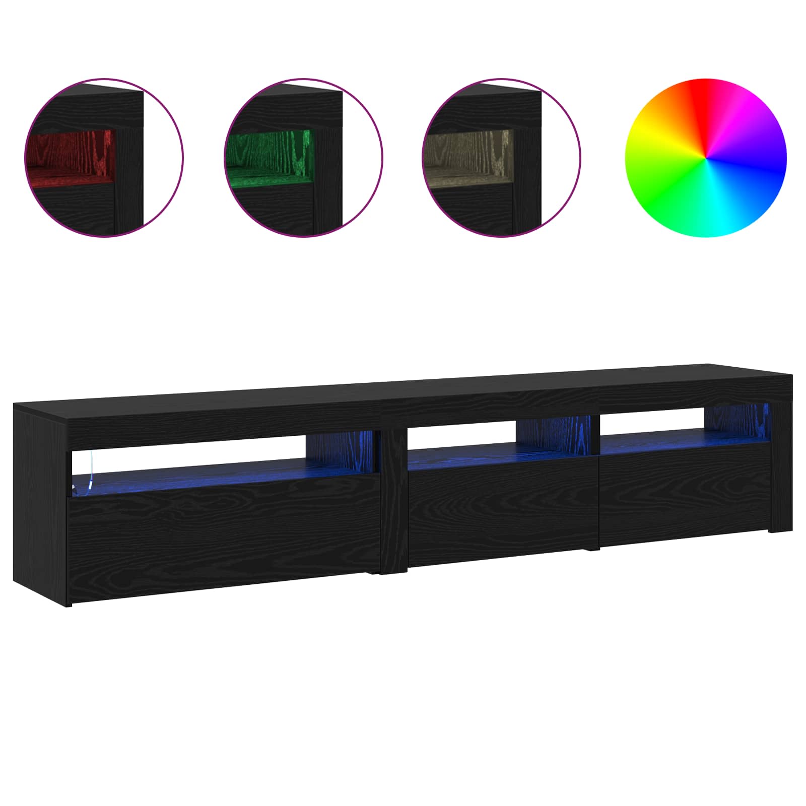 Meuble TV 2 pc Chêne noir Bois d'ingénierie