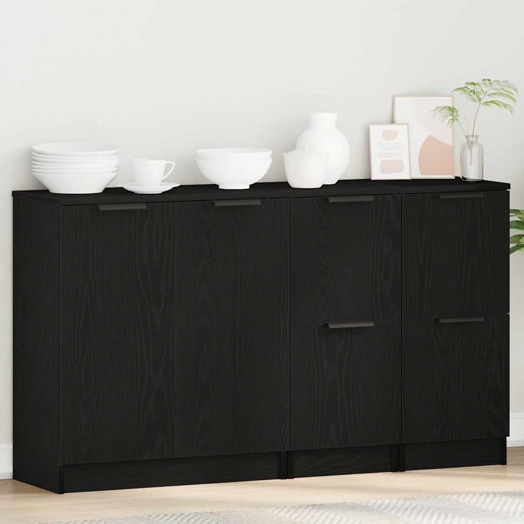 Buffet 3 pcs Chêne noir Bois d'ingénierie - XIOS