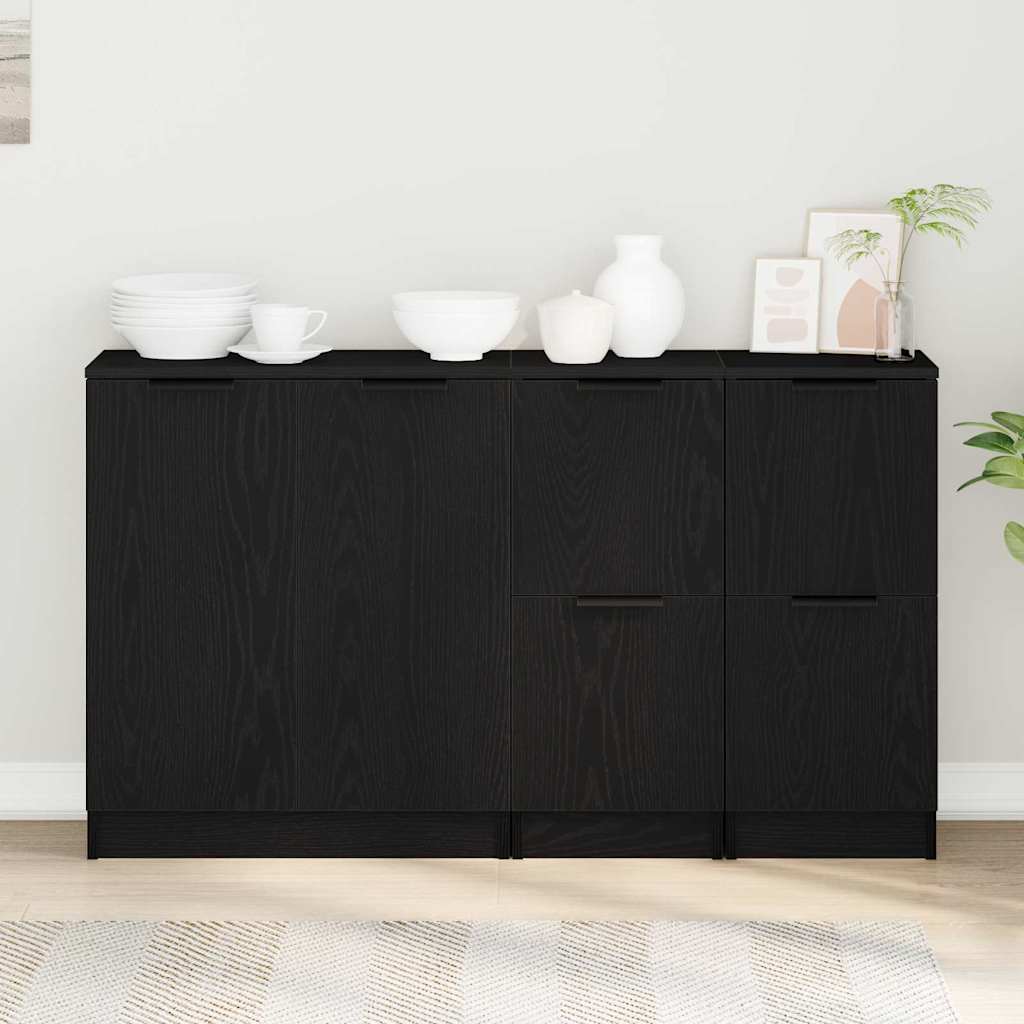 Buffet 3 pcs Chêne noir Bois d'ingénierie - XIOS