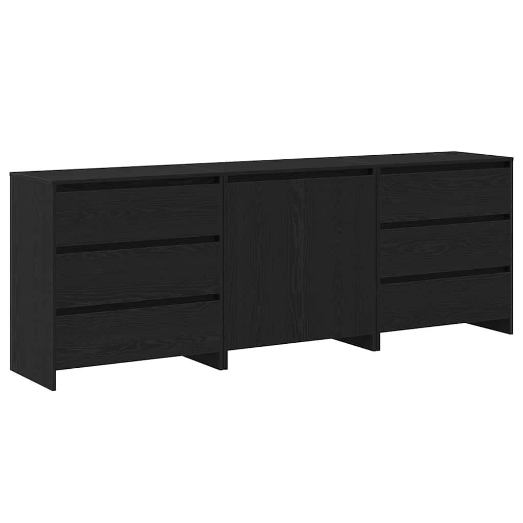 Buffet avec tiroir 3 pcs Noir 70 x 41 x 75 cm Bois d'ingénierie - XIOS