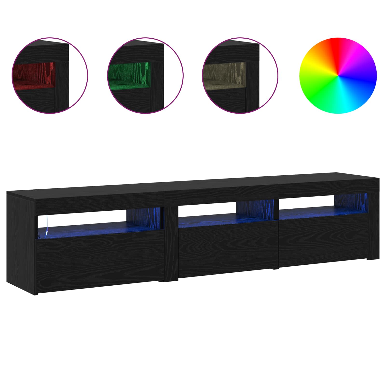 Meuble TV 2 pcs Chêne noir 180 x 35 x 40 cm Bois d'ingénierie - XIOS