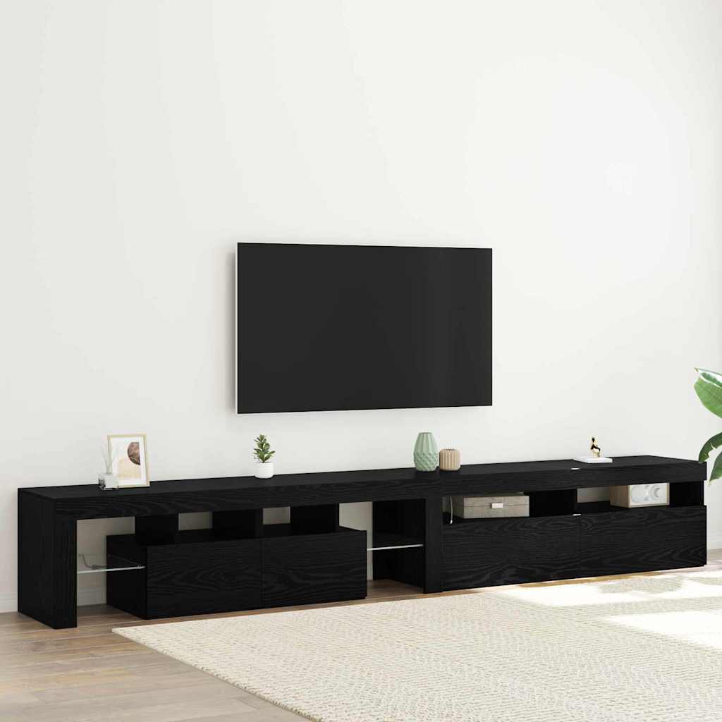 Meuble TV 2 pcs Chêne noir 260 x 37 x 40 cm Bois d'ingénierie
