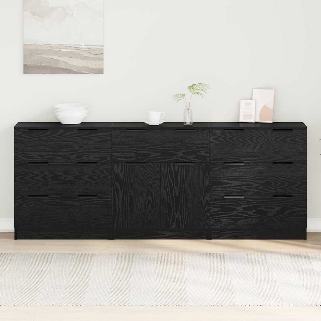 Buffet 3 pcs Chêne noir 60 x 30 x 70 cm Bois d'ingénierie - XIOS