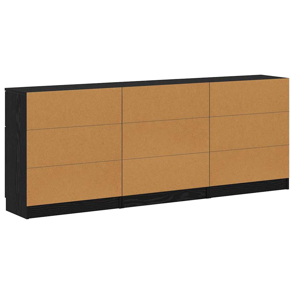 Buffet 3 pcs Chêne noir 60 x 30 x 70 cm Bois d'ingénierie - XIOS
