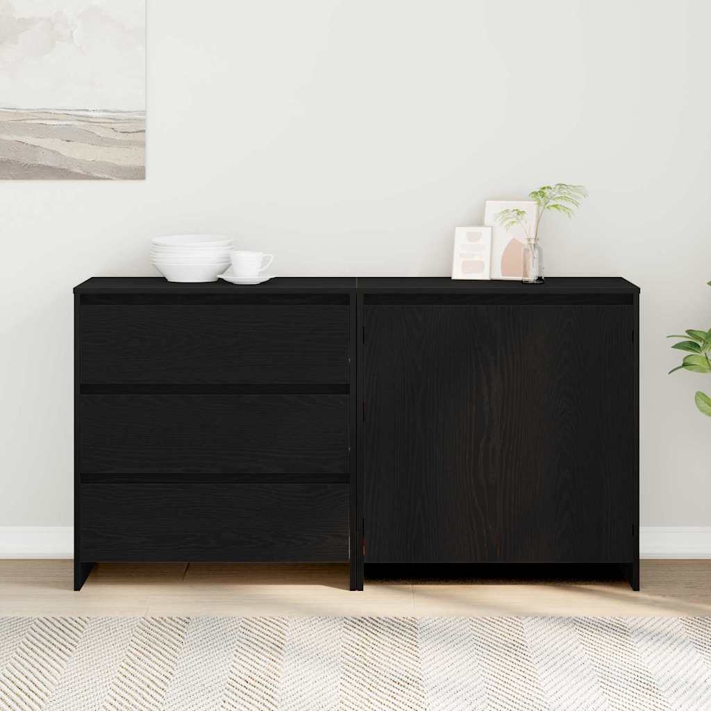 Buffet avec tiroir 2 pcs Noir 70 x 41 x 75 cm Bois d'ingénierie - XIOS