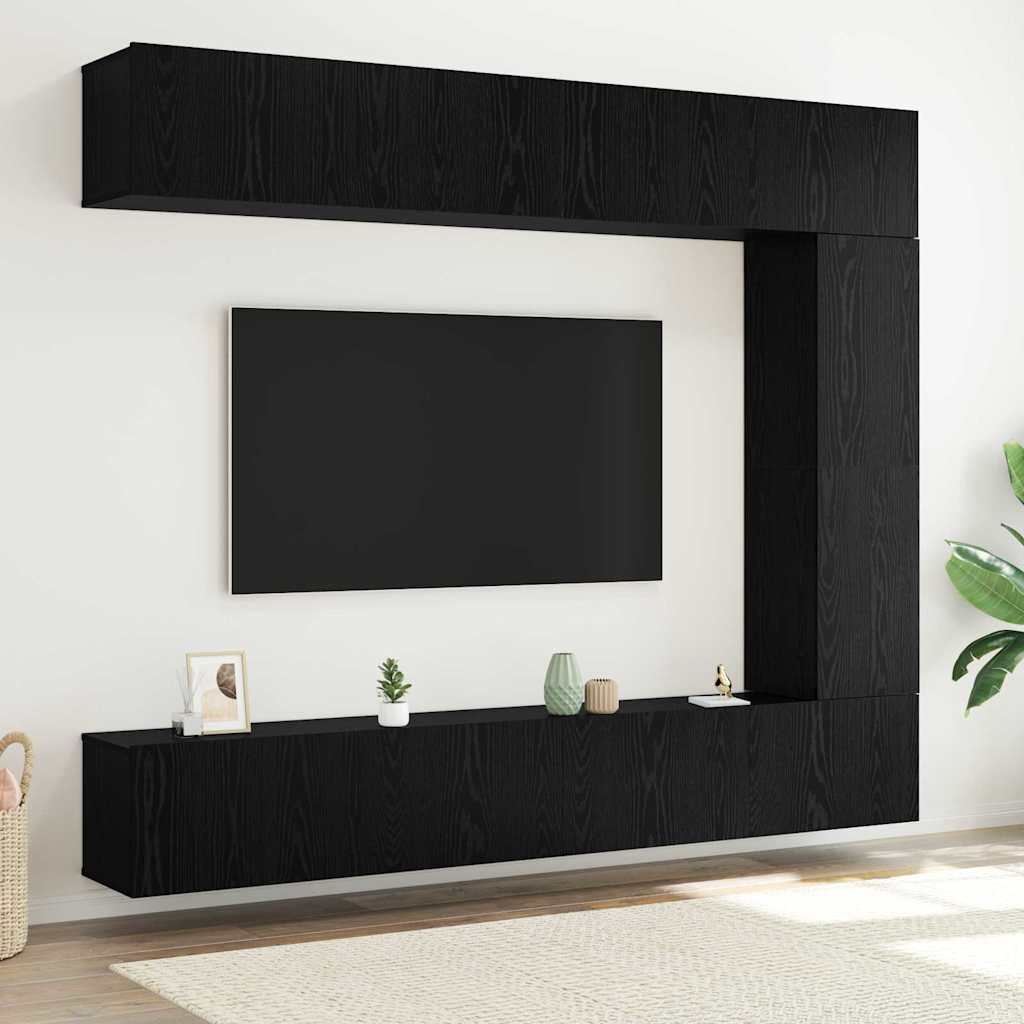Ensemble meuble TV 5 pc Chêne noir Bois d'ingénierie
