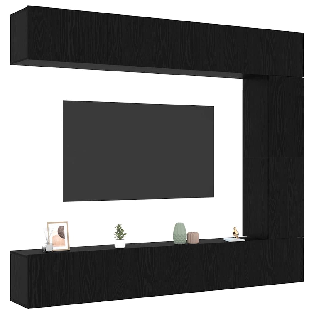 Ensemble meuble TV 5 pc Chêne noir Bois d'ingénierie