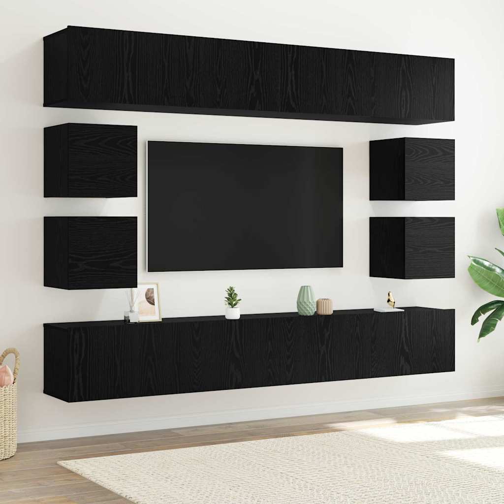 Ensemble meuble TV 8 pcs Chêne noir Bois d'ingénierie - XIOS