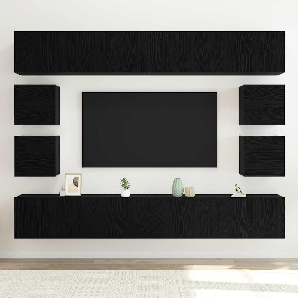 Ensemble meuble TV 8 pcs Chêne noir Bois d'ingénierie - XIOS