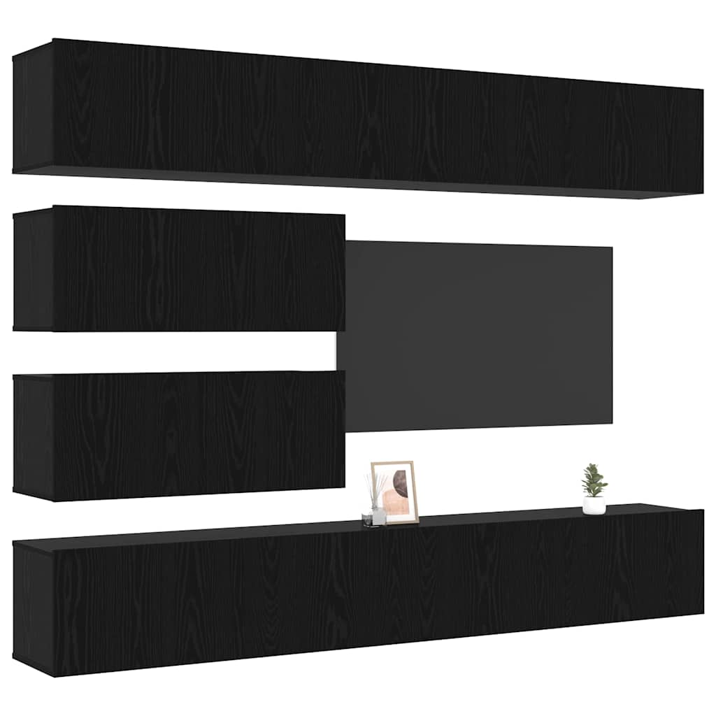 Ensemble meuble TV 6 pcs Chêne noir Bois d'ingénierie - XIOS