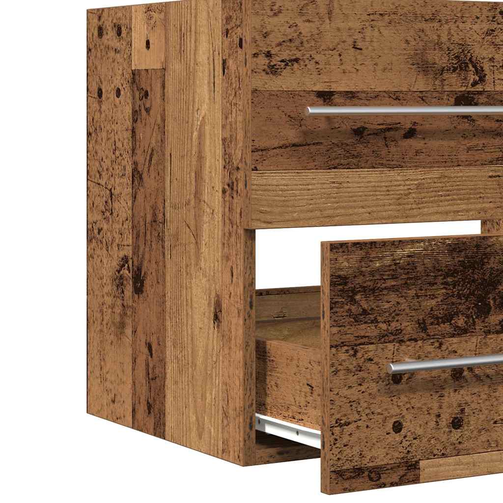 Meuble de Lavabo de Salle de Bain 2 pc Bois Ancien - XIOS