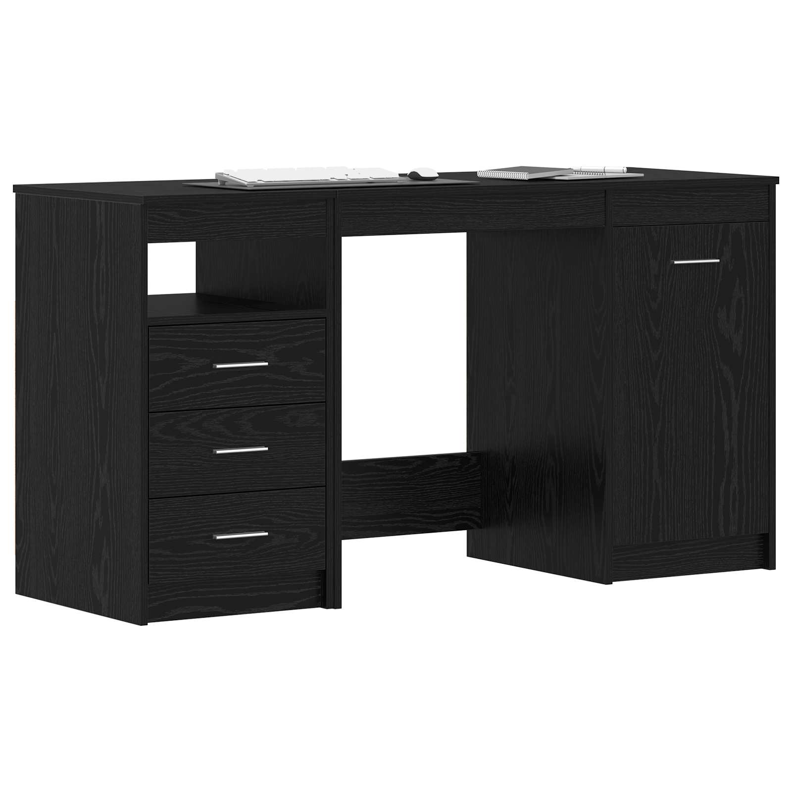 Bureau 2 pièces Chêne noir 140 x 50 x 76 cm Bois d'ingénierie