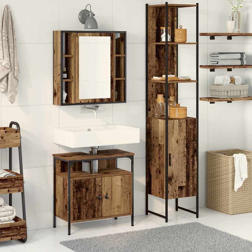 Ensemble de mobilier de salle de bain 3 pc Bois Ancien