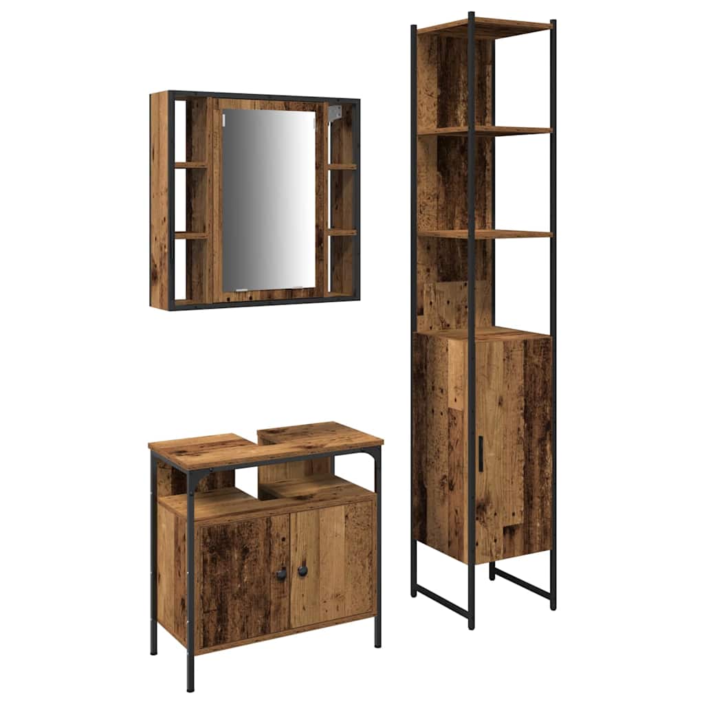 Ensemble de mobilier de salle de bain 3 pc Bois Ancien