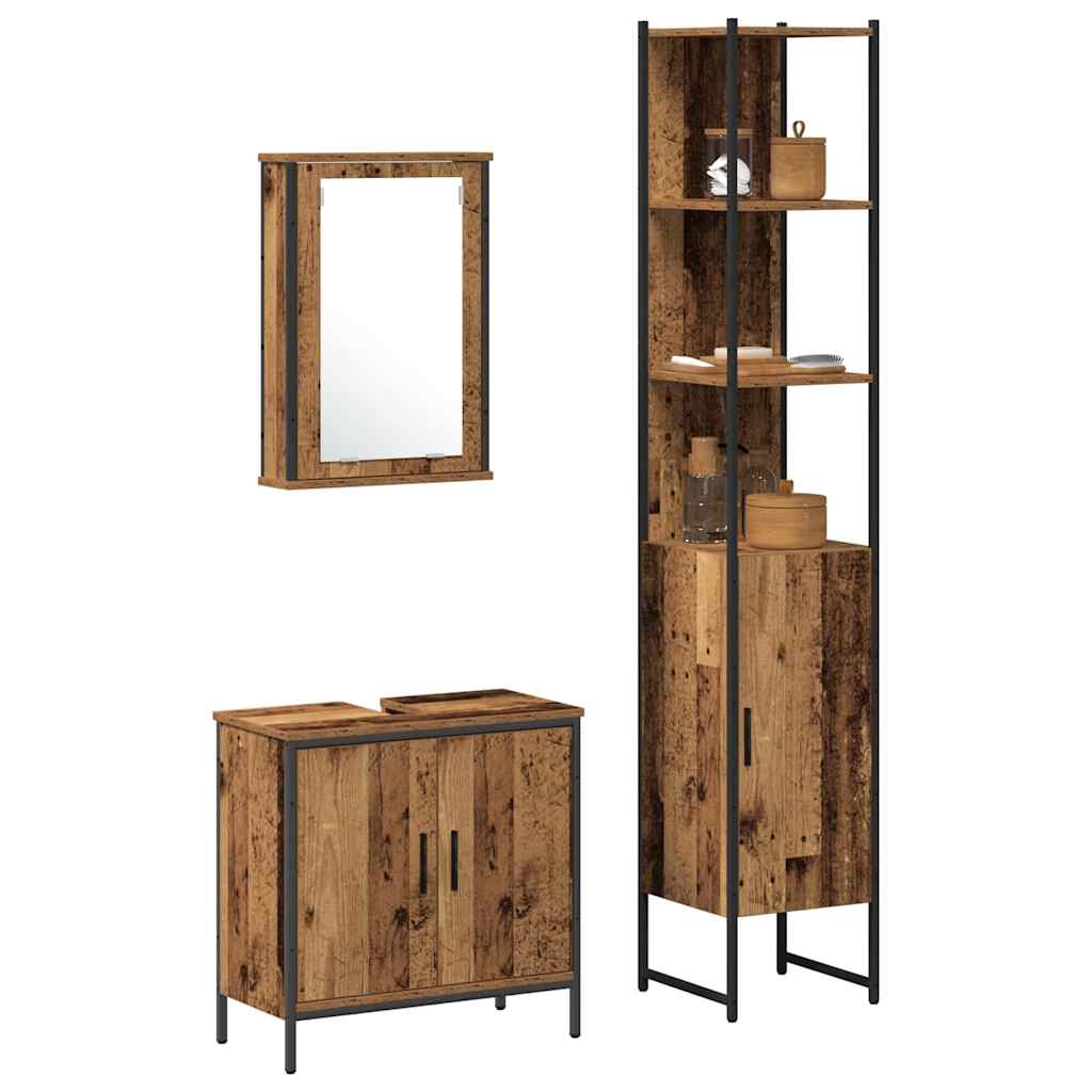 Ensemble de mobilier de salle de bain 3 pièces Marron