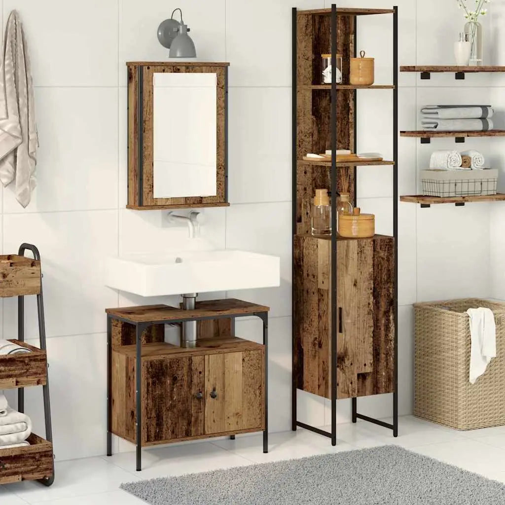 Ensemble de mobilier de salle de bain 3 pc Bois Ancien - XIOS
