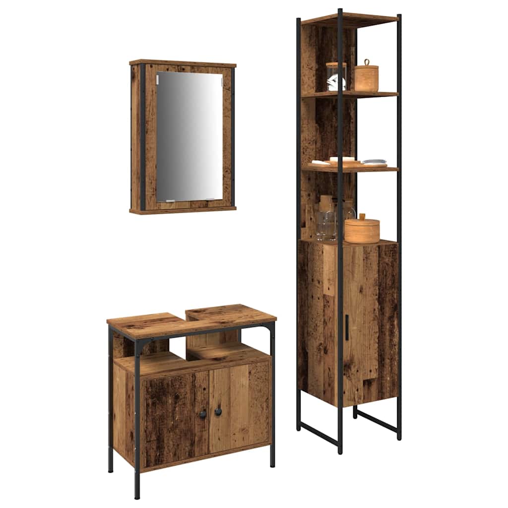 Ensemble de mobilier de salle de bain 3 pc Bois Ancien
