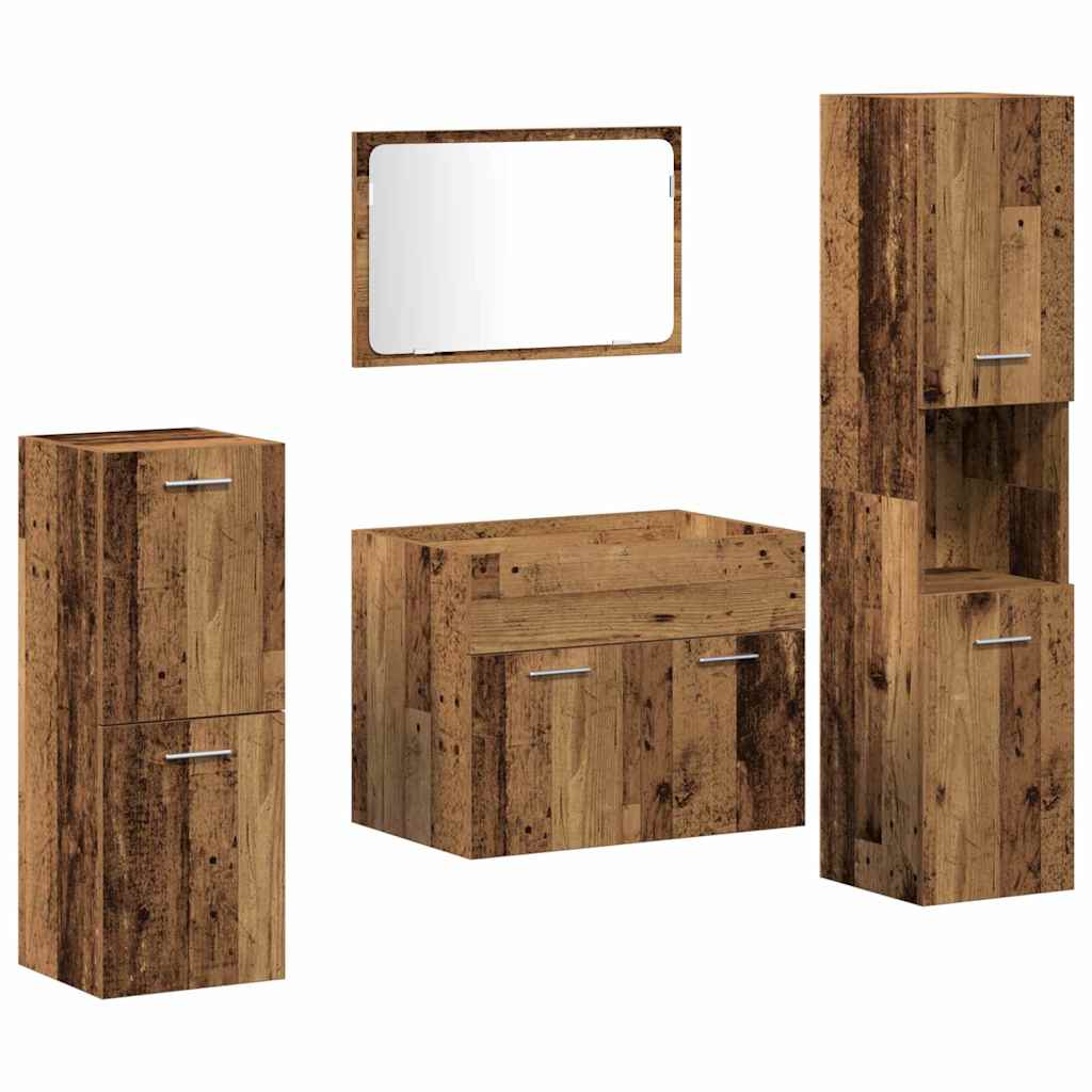 Ensemble de mobilier de salle de bain 4 pc Bois Ancien
