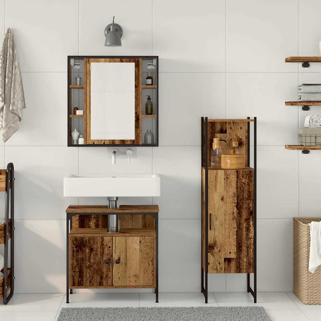 Ensemble de mobilier de salle de bain 3 pièces Marron