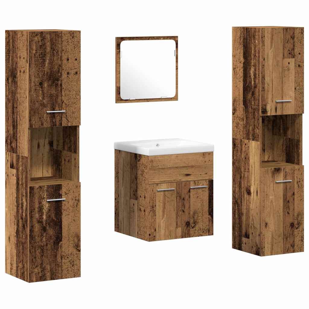 Ensemble de mobilier de salle de bain 4 pièces Bois ancien