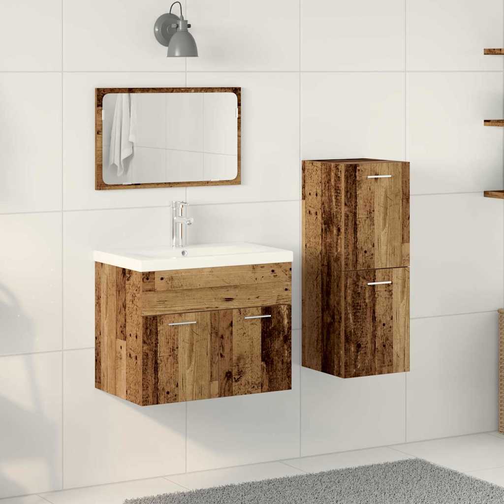 Ensemble de mobilier de salle de bain 4 pièces Marron
