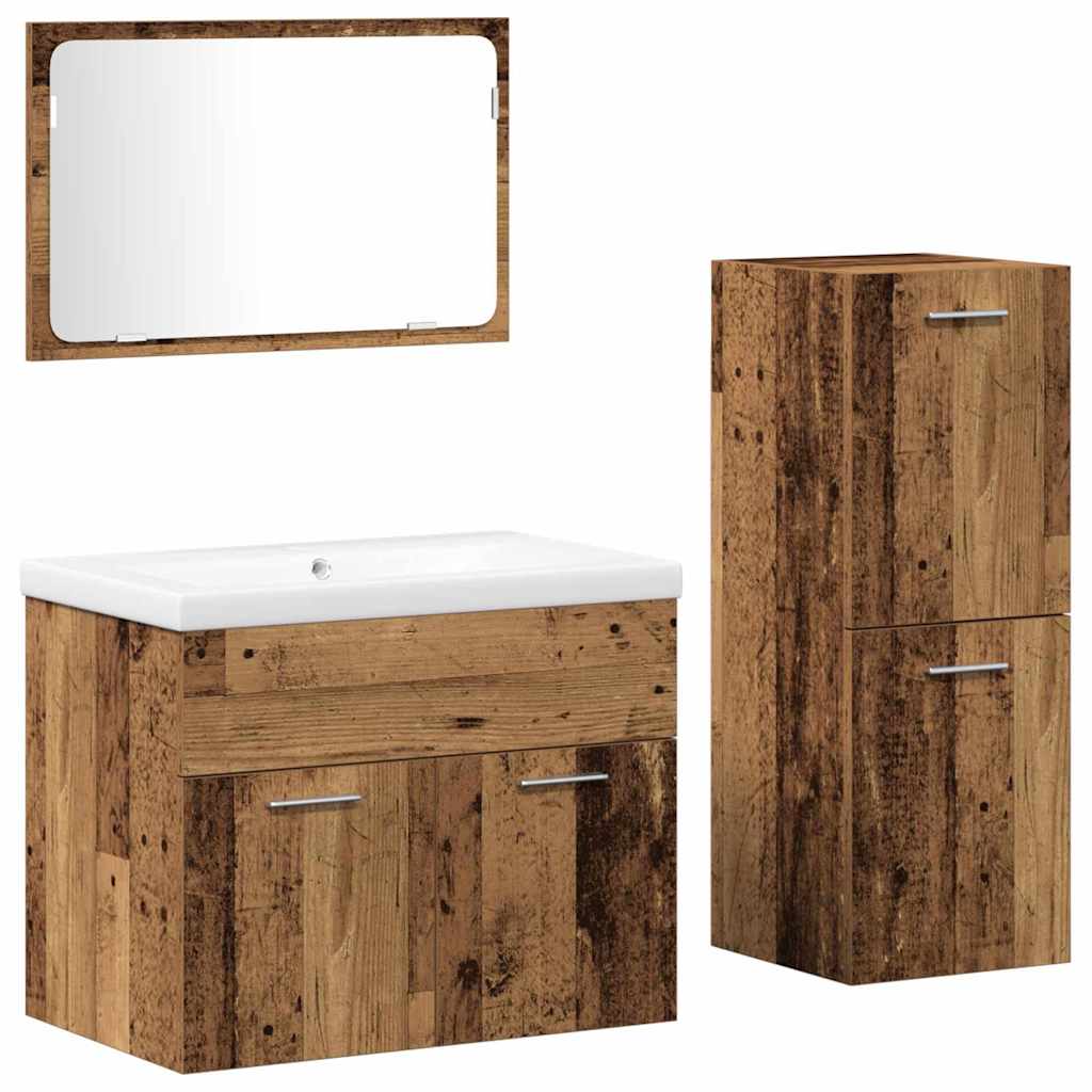 Ensemble de mobilier de salle de bain 4 pièces Marron