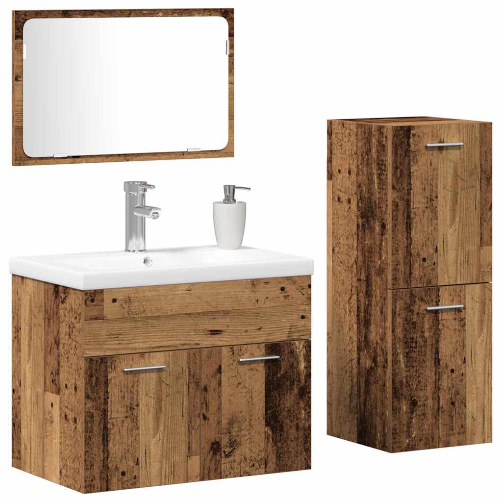 Ensemble de mobilier de salle de bain 4 pièces Marron