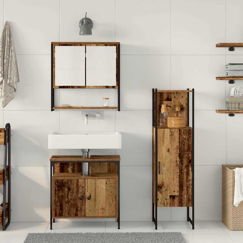 Ensemble de mobilier de salle de bain 3 pièces Marron