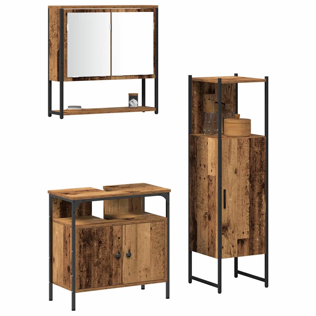 Ensemble de mobilier de salle de bain 3 pièces Marron