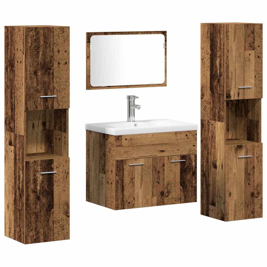 Ensemble de mobilier de salle de bain 4 pièces Bois Ancien