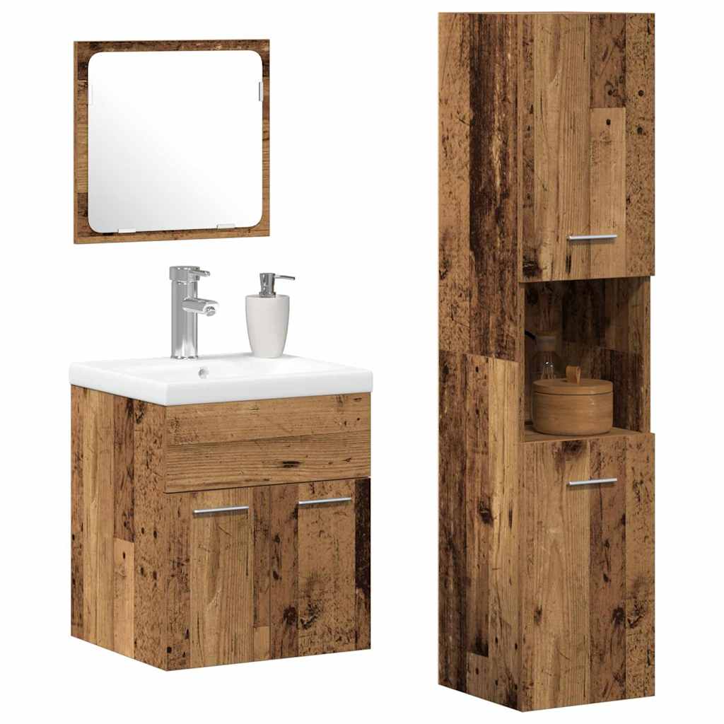 Ensemble de mobilier de salle de bain 4 pièces Bois Ancien