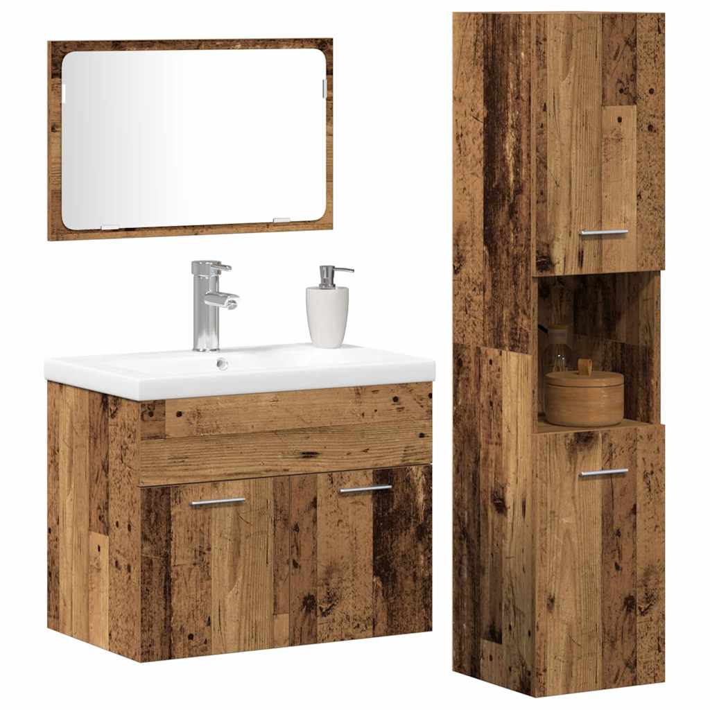 Ensemble de mobilier de salle de bain 4 pièces Marron
