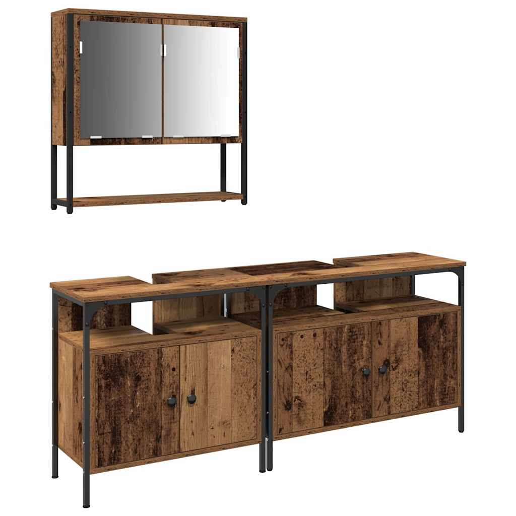 Ensemble de mobilier de salle de bain 3 pièces Marron