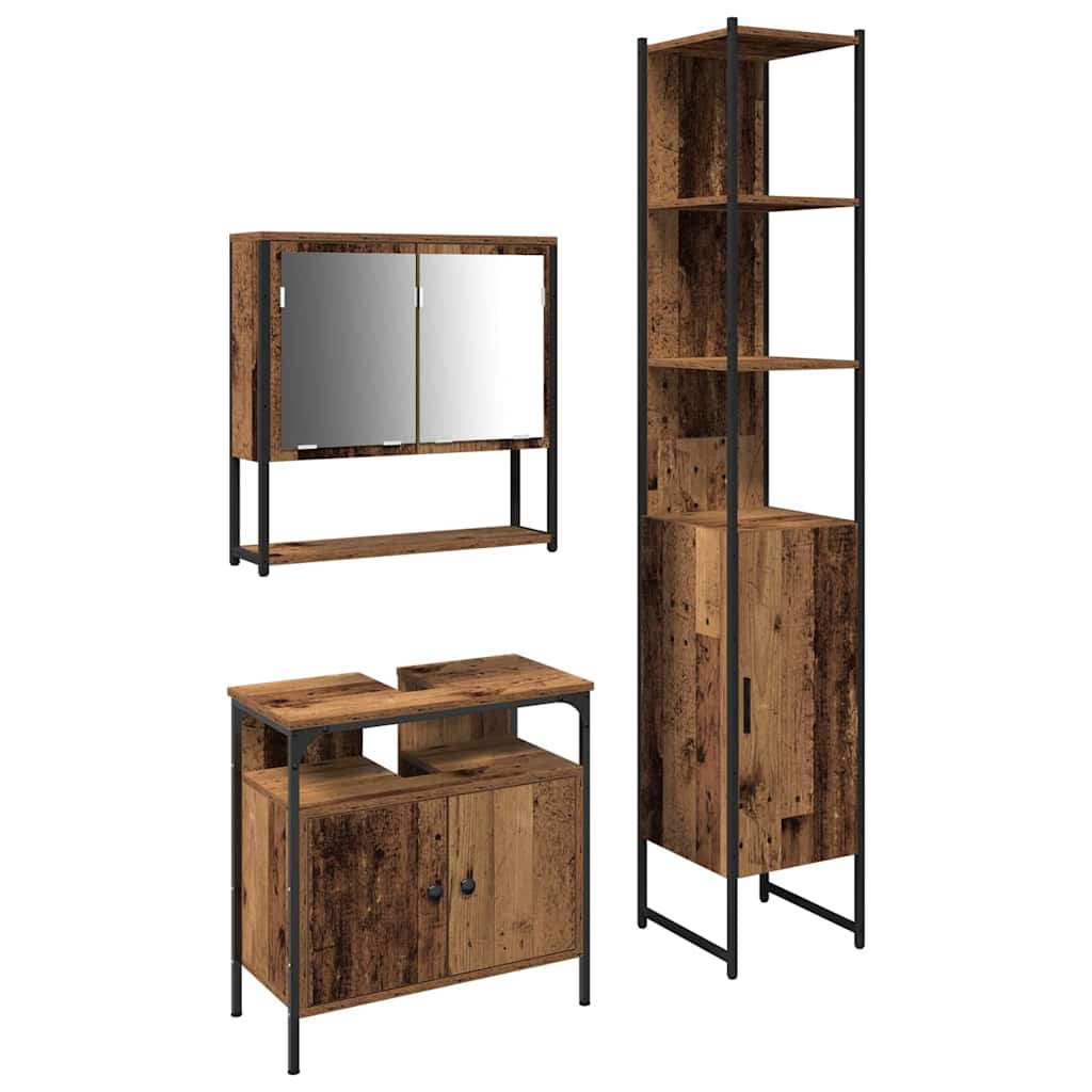 Ensemble de mobilier de salle de bain 3 pc Bois Ancien