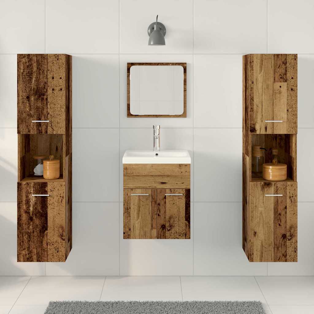 Ensemble de mobilier de salle de bain 4 pcs Bois Ancien