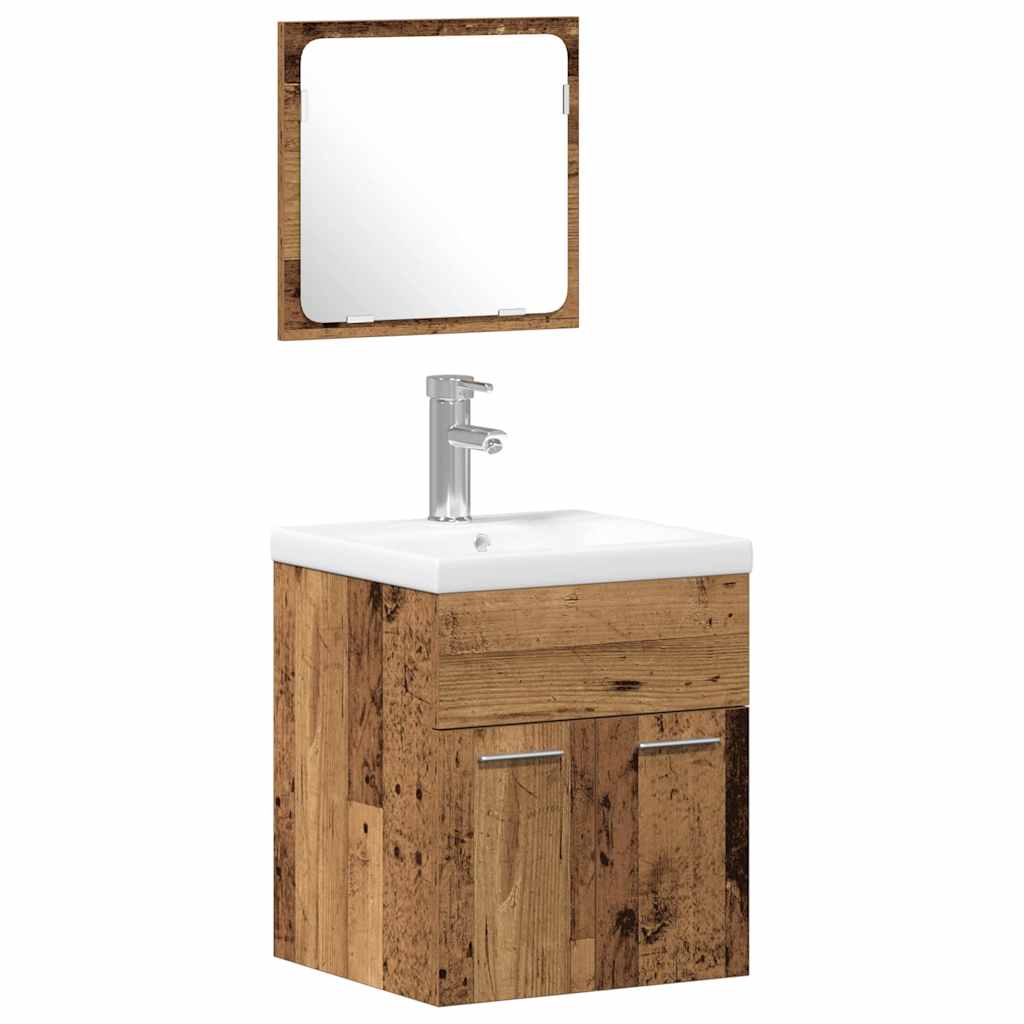 Ensemble de mobilier de salle de bain 4 pcs Bois Ancien