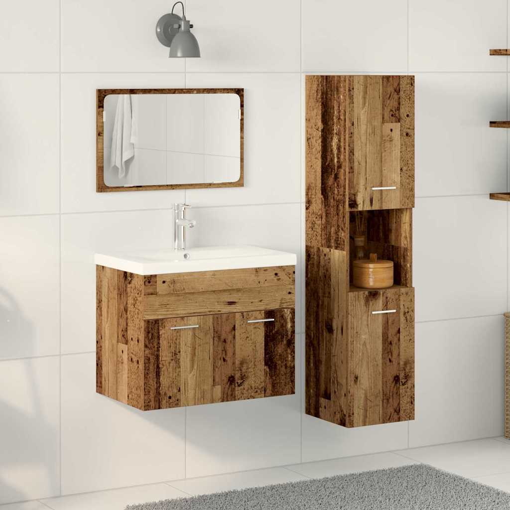 Ensemble de mobilier de salle de bain 4 pièces Marron