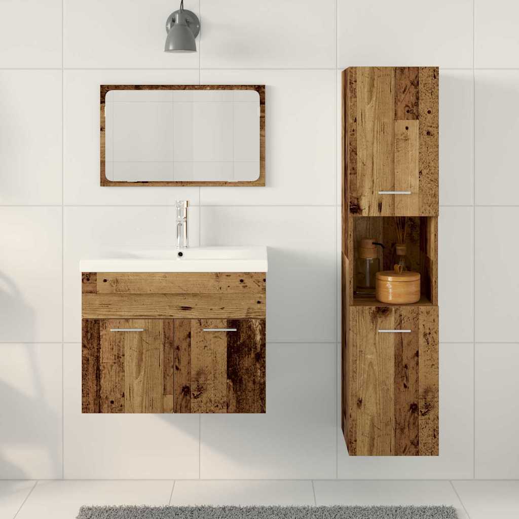 Ensemble de mobilier de salle de bain 4 pièces Marron
