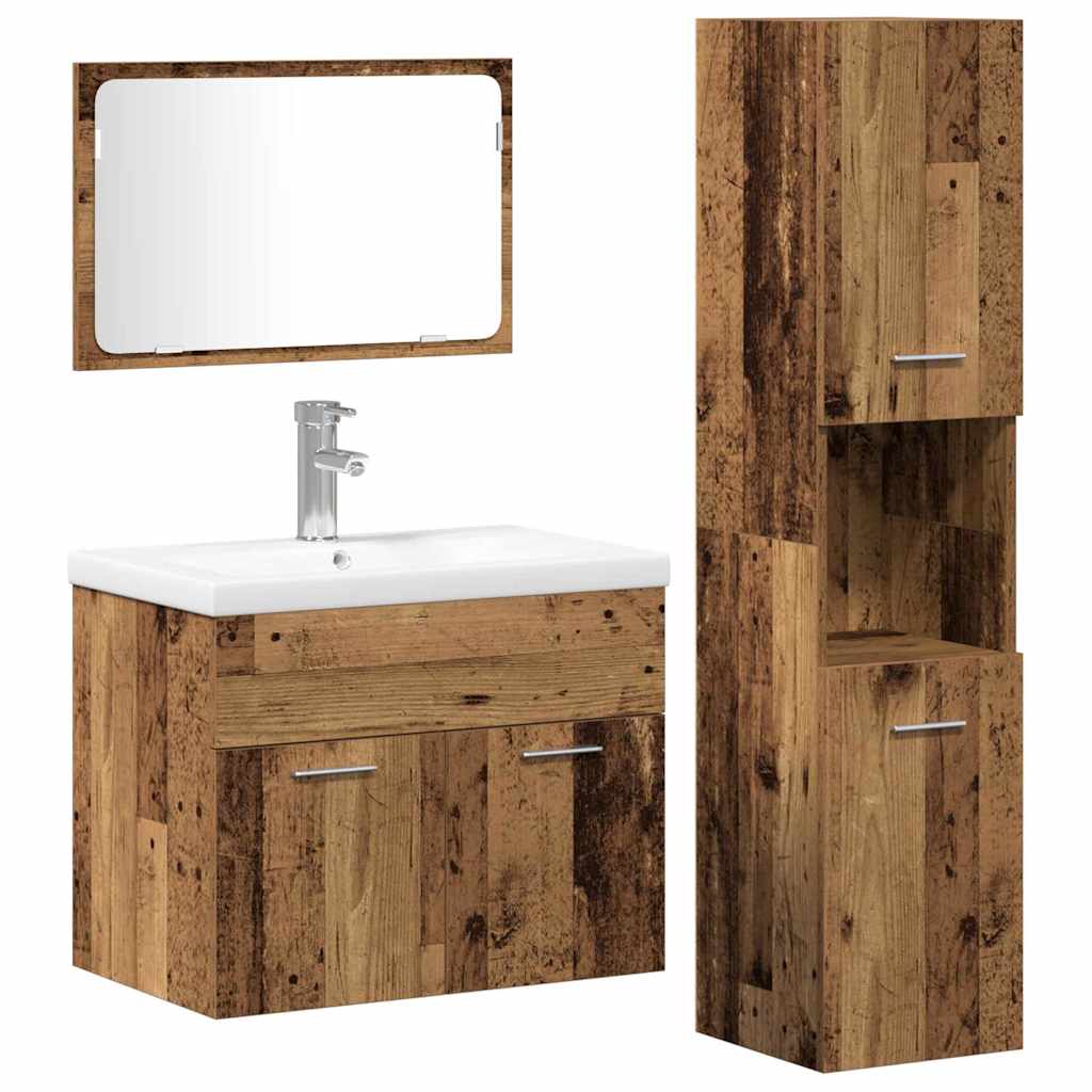 Ensemble de mobilier de salle de bain 4 pièces Marron
