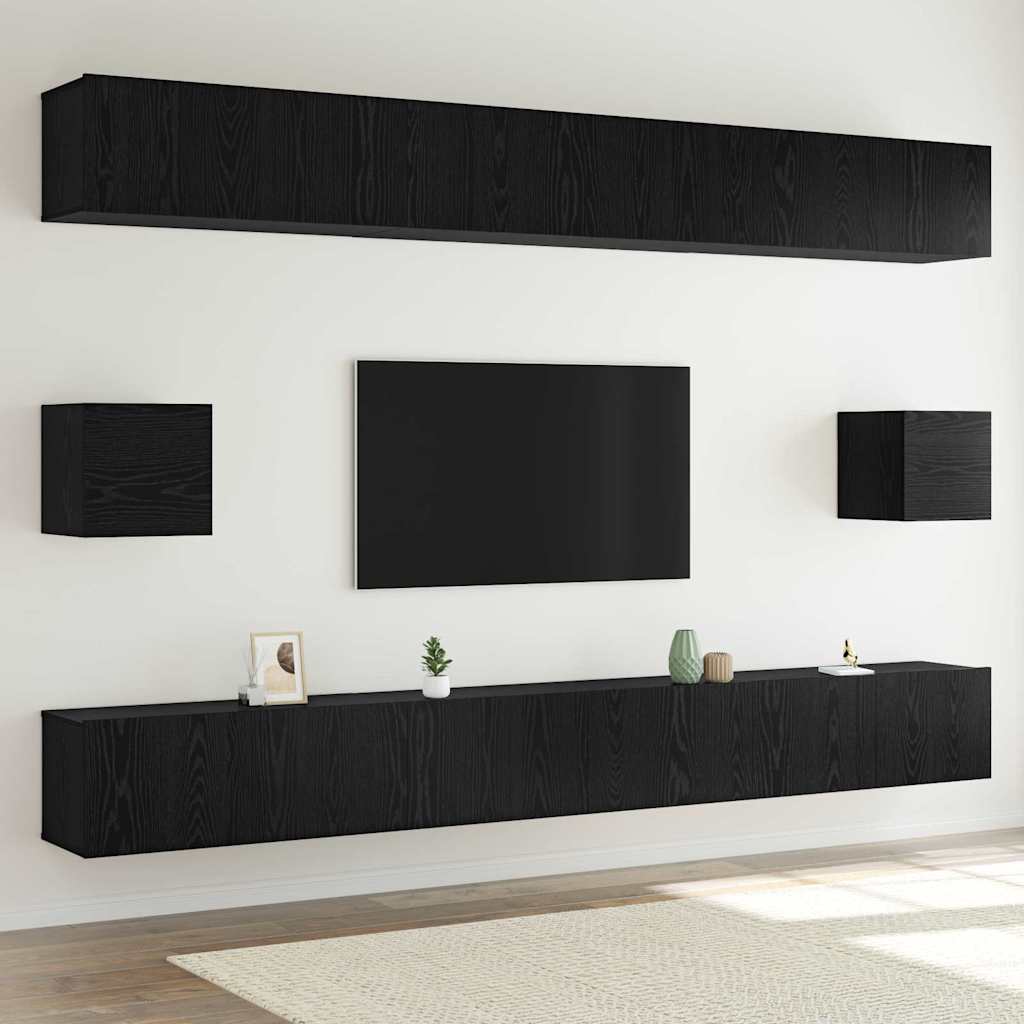 Ensemble meuble TV 8 pcs Chêne noir Bois d'ingénierie - XIOS