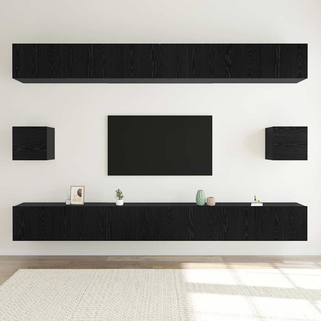 Ensemble meuble TV 8 pcs Chêne noir Bois d'ingénierie - XIOS