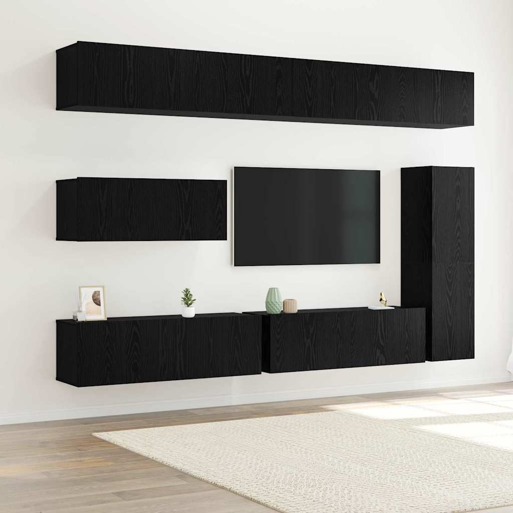 Ensemble meuble TV 7 pcs Chêne noir Bois d'ingénierie - XIOS