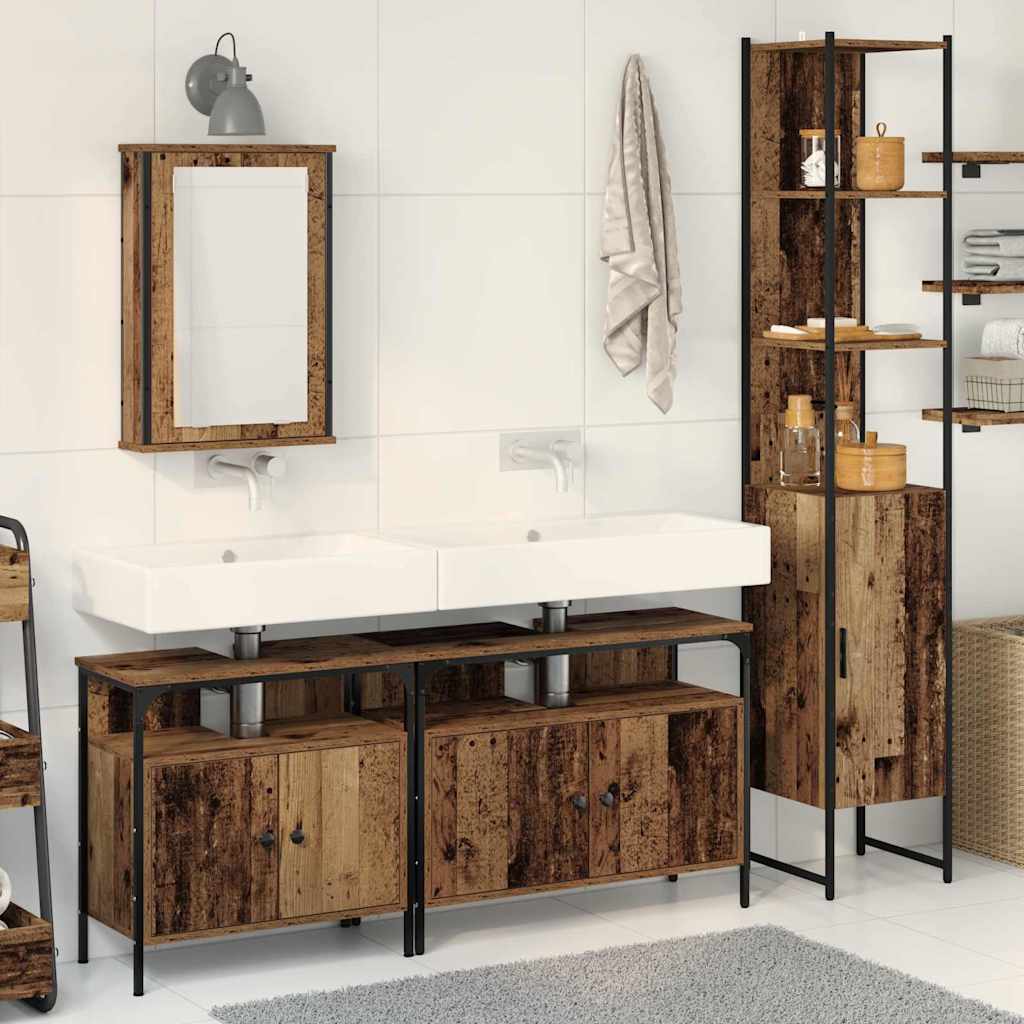 Ensemble de mobilier de salle de bain 4 pc Bois Ancien