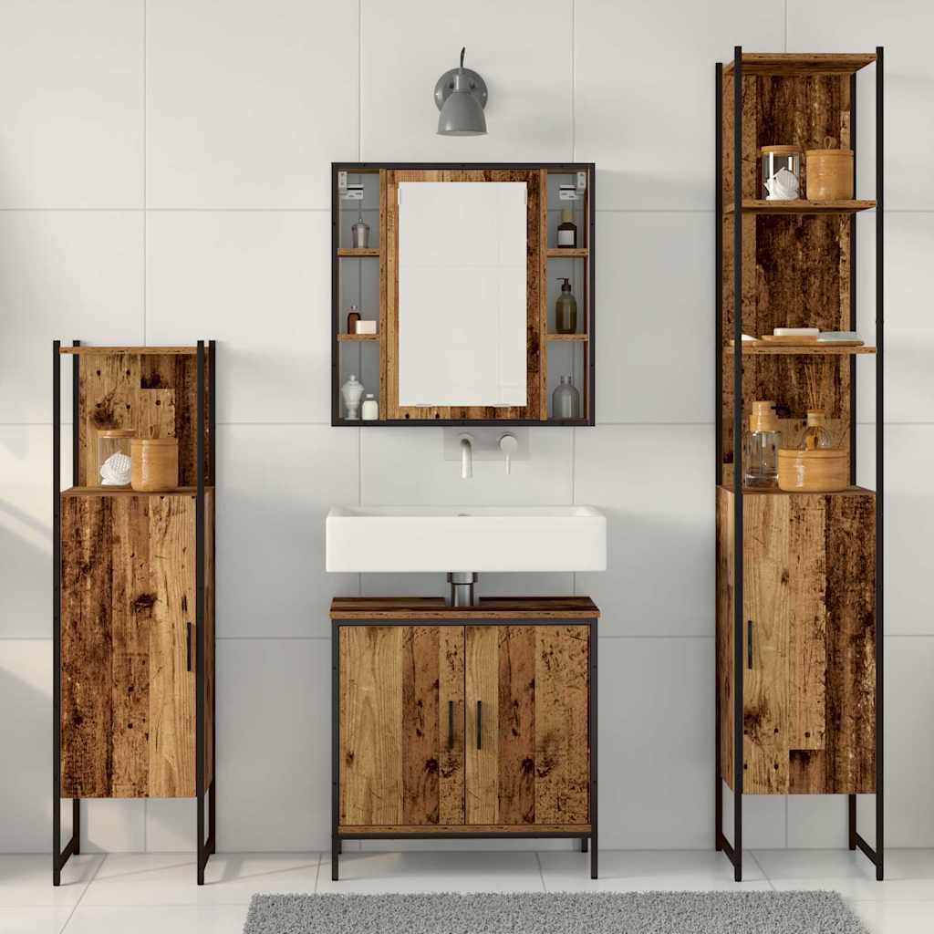 Ensemble de mobilier de salle de bain 4 pièces Marron