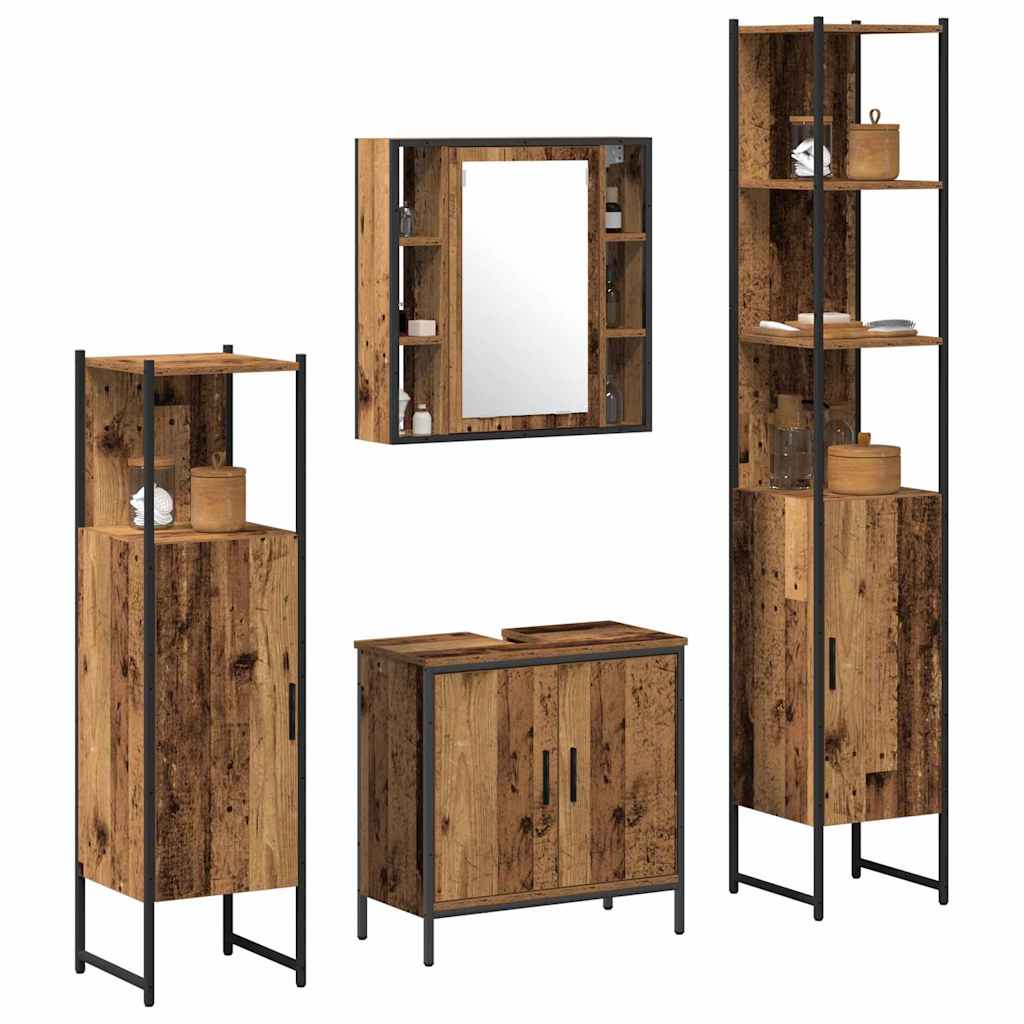 Ensemble de mobilier de salle de bain 4 pièces Marron